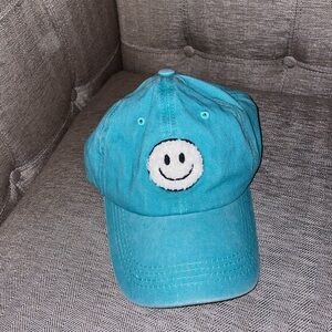 Turquoise Cap with Smiley Face